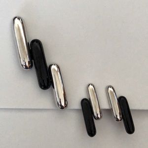 Monet Silver and Black Clip-on Earring/Pin Set